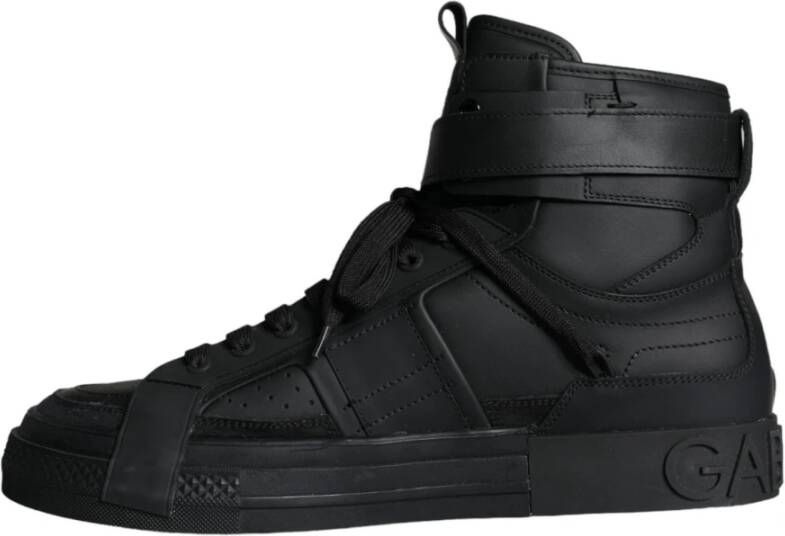 Dolce & Gabbana Zwarte Geperforeerde High Top Sneakers Black Heren