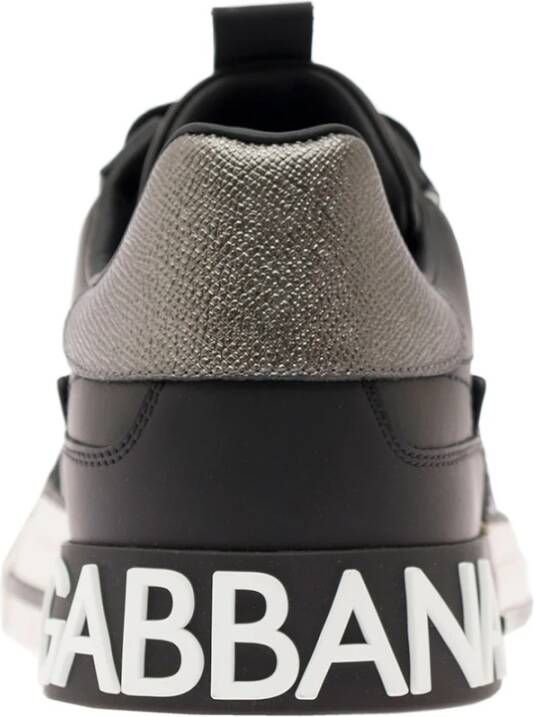 Dolce & Gabbana Zwarte Geperforeerde Sneakers Ronde Neus Black Heren