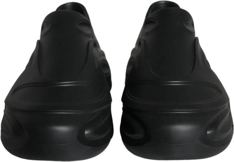 Dolce & Gabbana Zwarte Gevoerde Rubberen Lage Sneakers Black Heren