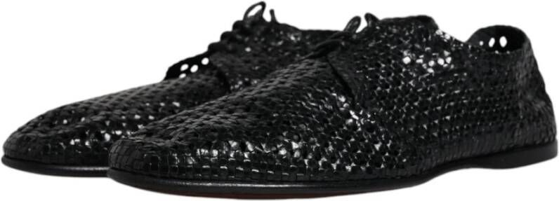 Dolce & Gabbana Zwarte geweven leren Derby schoenen Black Heren