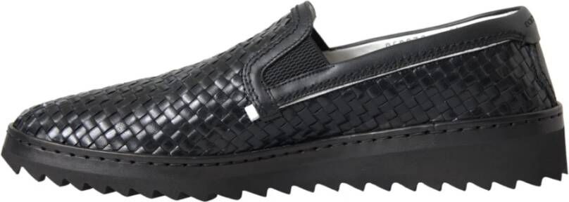 Dolce & Gabbana Zwarte geweven leren heren loafers schoenen Black Heren