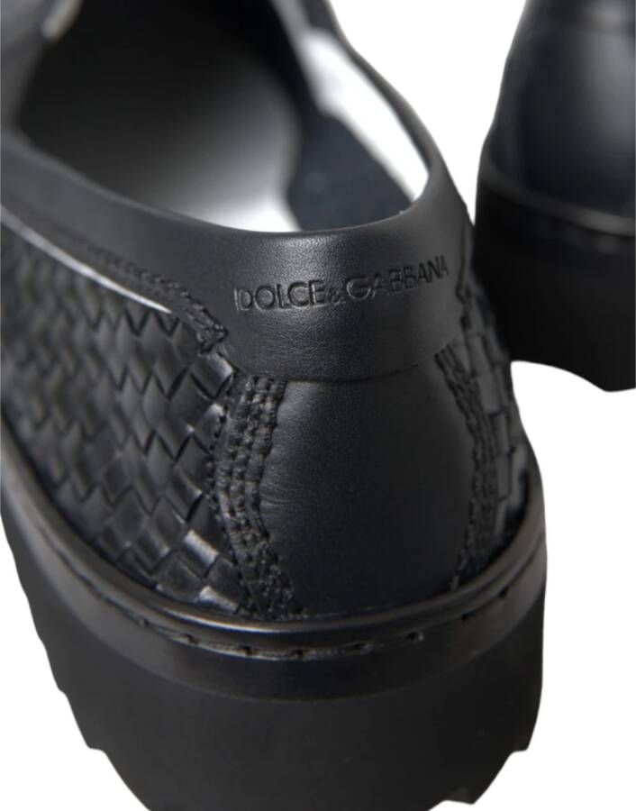 Dolce & Gabbana Zwarte geweven leren heren loafers schoenen Black Heren