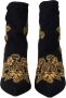 Dolce & Gabbana Zwarte Gouden Geborduurde Slip-On Laarzen Black Dames - Thumbnail 2