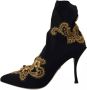 Dolce & Gabbana Zwarte Gouden Geborduurde Slip-On Laarzen Black Dames - Thumbnail 3