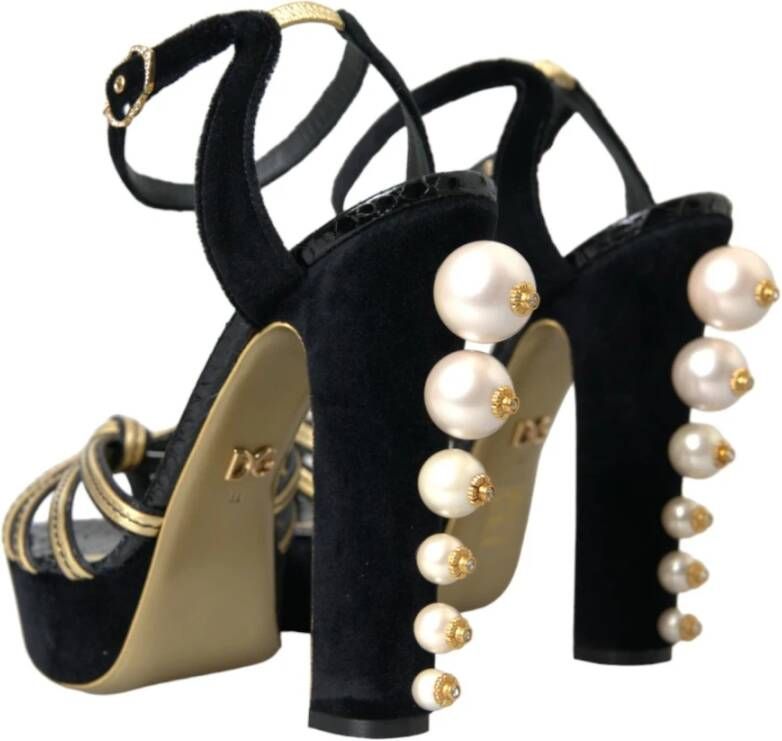 Dolce & Gabbana Zwarte hak sandalen met versiering Black Dames