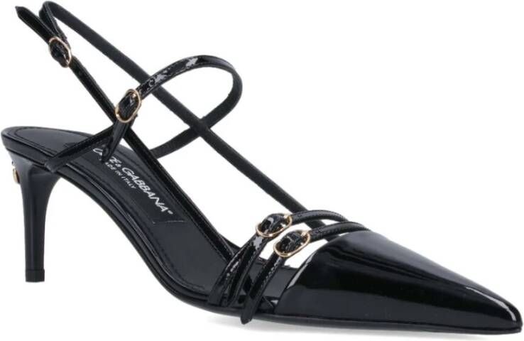 Dolce & Gabbana Zwarte Hak Slingback Stiletto Sandalen Black Dames