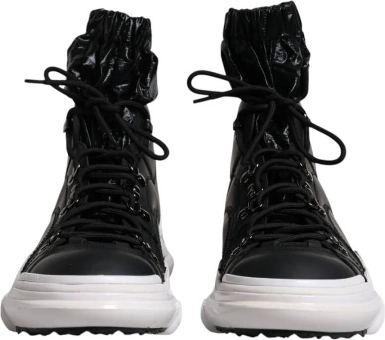 Dolce & Gabbana Zwarte High Top Nylon Leren Sneakers Black Heren