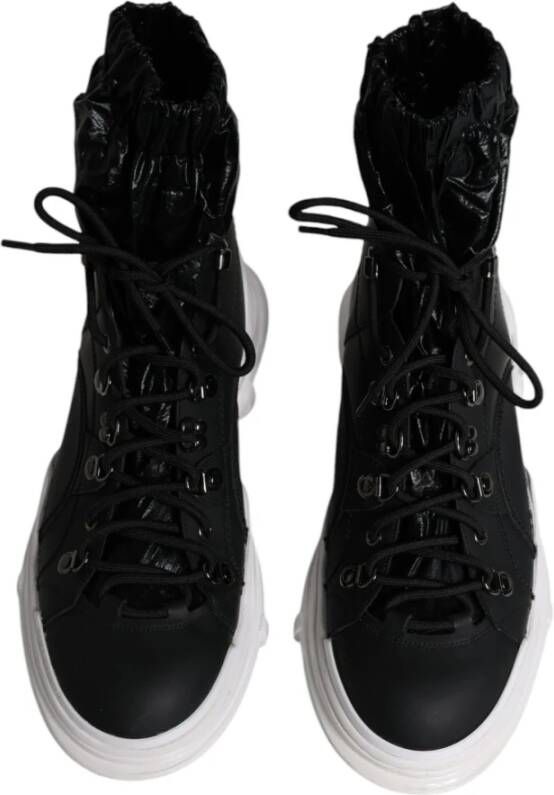 Dolce & Gabbana Zwarte High Top Nylon Leren Sneakers Black Heren