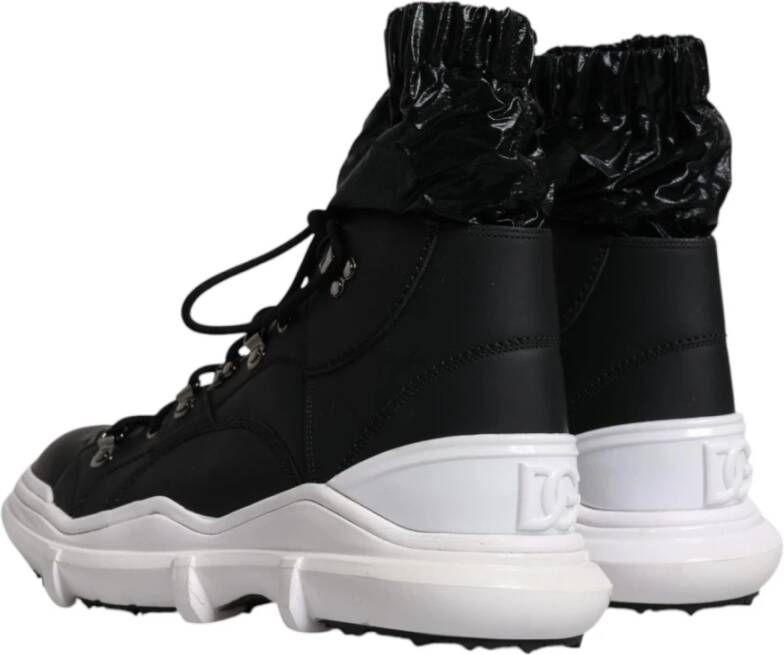 Dolce & Gabbana Zwarte High Top Nylon Leren Sneakers Black Heren