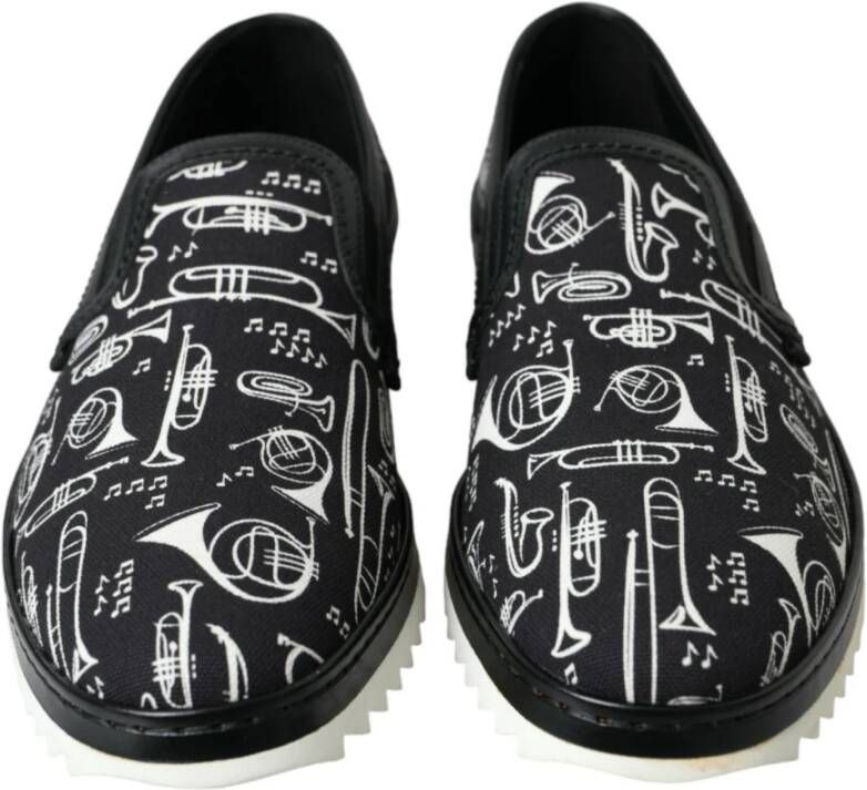 Dolce & Gabbana Zwarte Instrument Print Loafers Black Heren