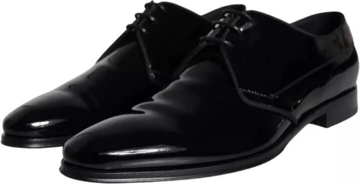 Dolce & Gabbana Zwarte Kalbslederen Derby Heren Dresschoenen Black Heren