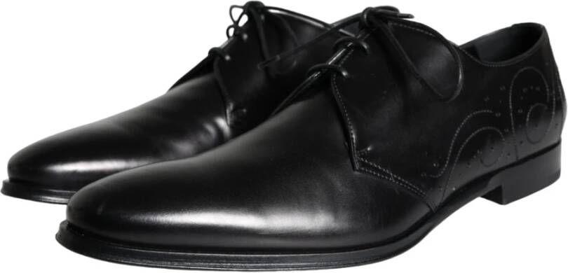 Dolce & Gabbana Zwarte Kalbslederen Derby Heren Veterschoenen Black Heren