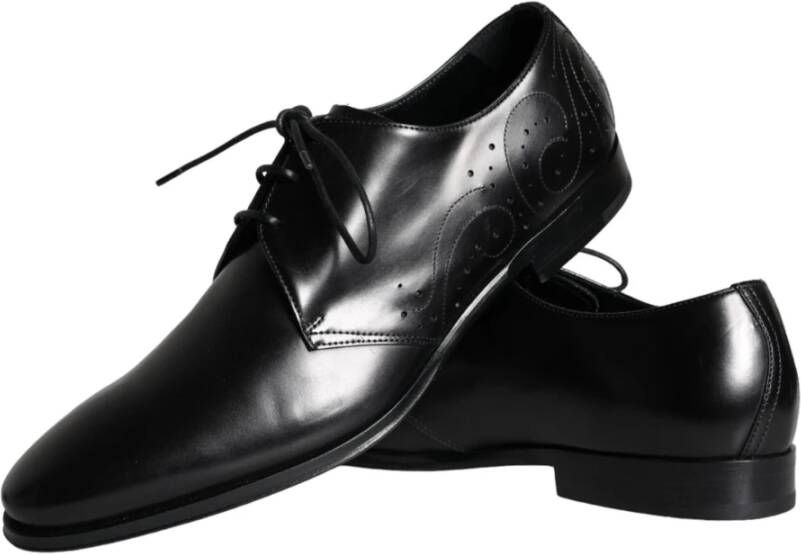 Dolce & Gabbana Zwarte Kalbslederen Derby Heren Veterschoenen Black Heren