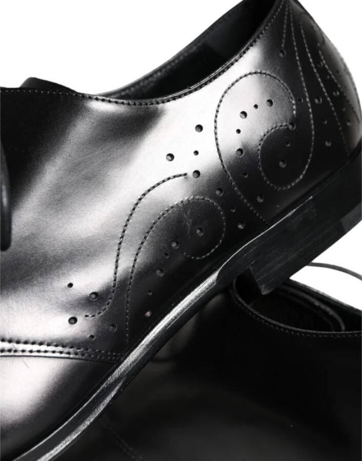 Dolce & Gabbana Zwarte Kalbslederen Derby Heren Veterschoenen Black Heren