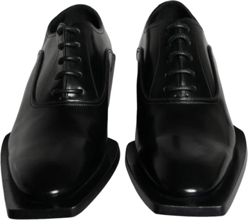 Dolce & Gabbana Zwarte Kalbslederen Derby Jurkschoenen Black Heren