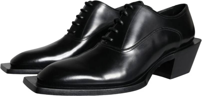 Dolce & Gabbana Zwarte Kalbslederen Derby Jurkschoenen Black Heren