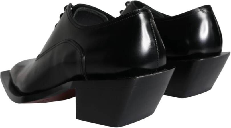 Dolce & Gabbana Zwarte Kalbslederen Derby Jurkschoenen Black Heren