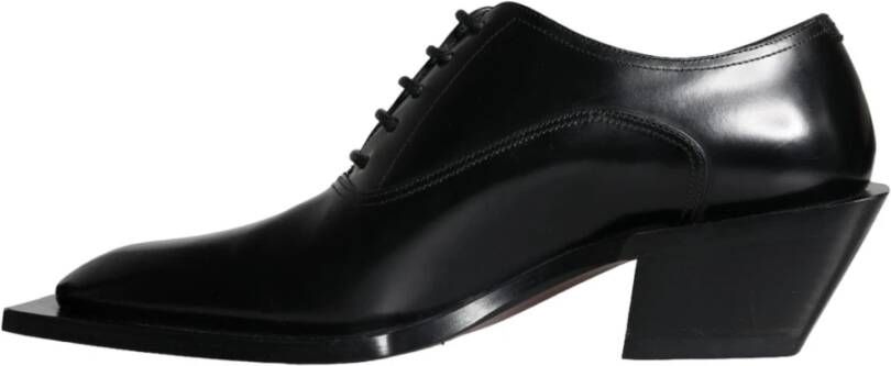 Dolce & Gabbana Zwarte Kalbslederen Derby Jurkschoenen Black Heren