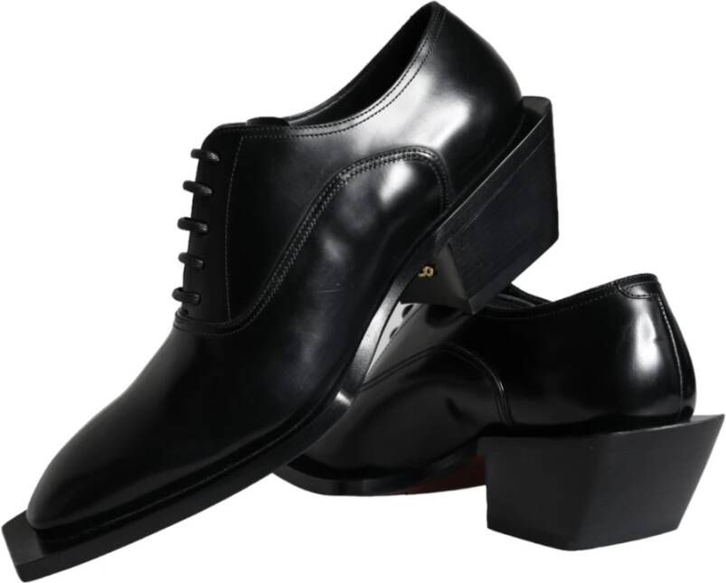 Dolce & Gabbana Zwarte Kalbslederen Derby Jurkschoenen Black Heren