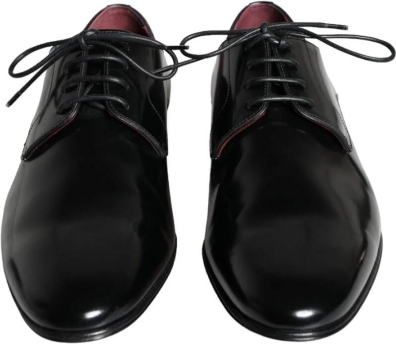 Dolce & Gabbana Zwarte Kalbslederen Derby Jurkschoenen Black Heren