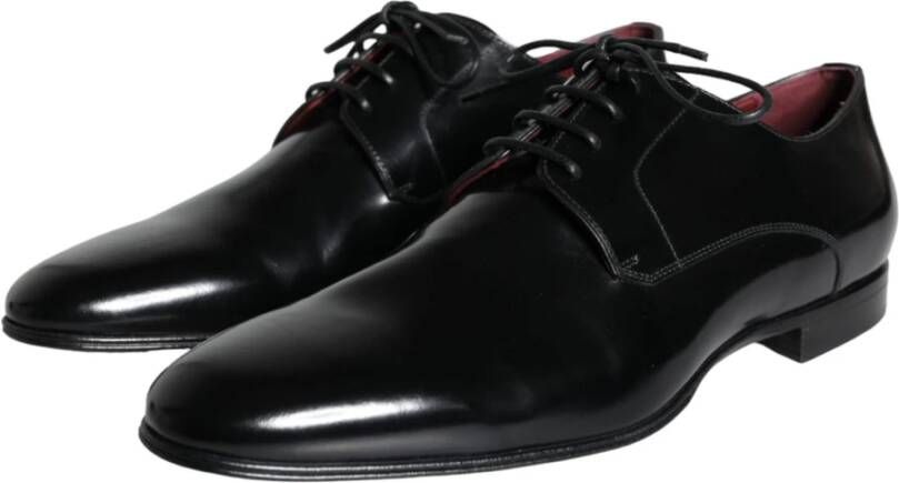 Dolce & Gabbana Zwarte Kalbslederen Derby Jurkschoenen Black Heren