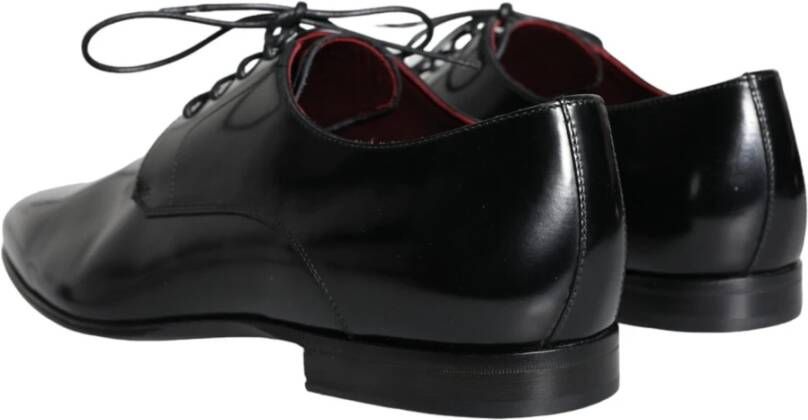 Dolce & Gabbana Zwarte Kalbslederen Derby Jurkschoenen Black Heren