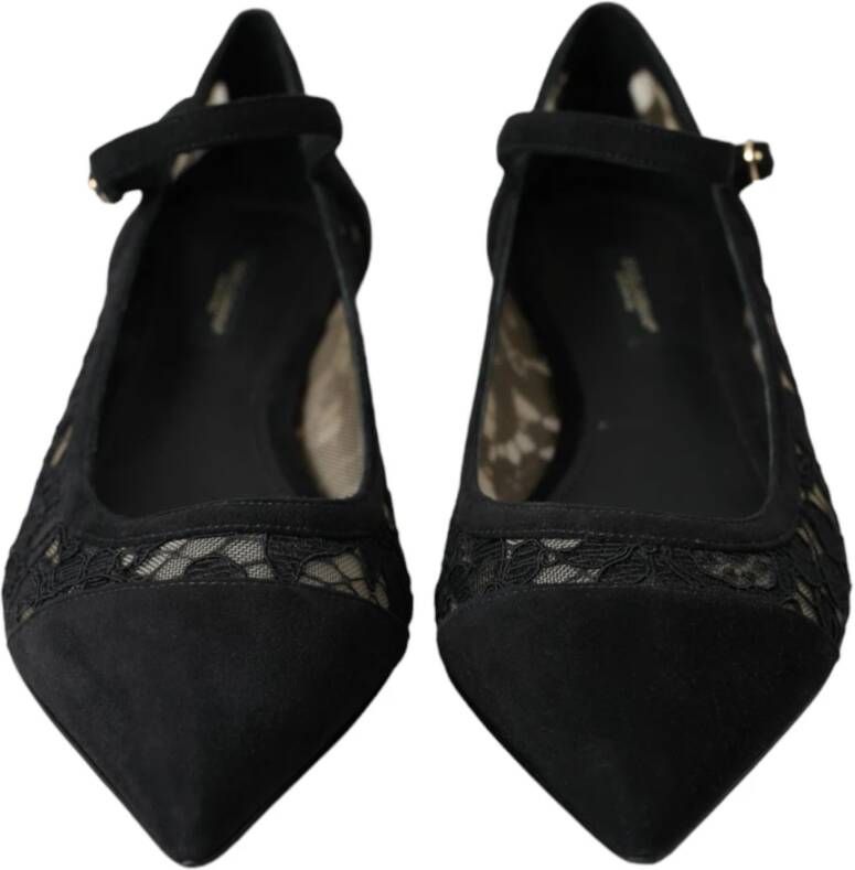 Dolce & Gabbana Zwarte Kant Bellucci Flats Schoenen Black Dames