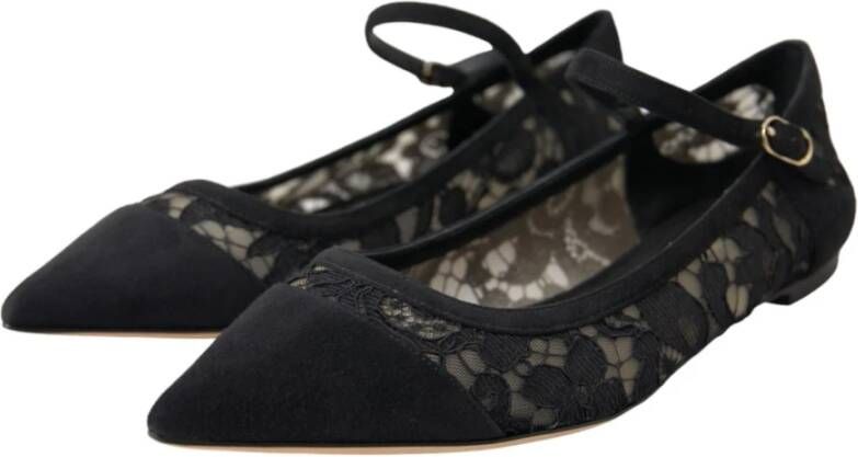 Dolce & Gabbana Zwarte Kant Bellucci Flats Schoenen Black Dames