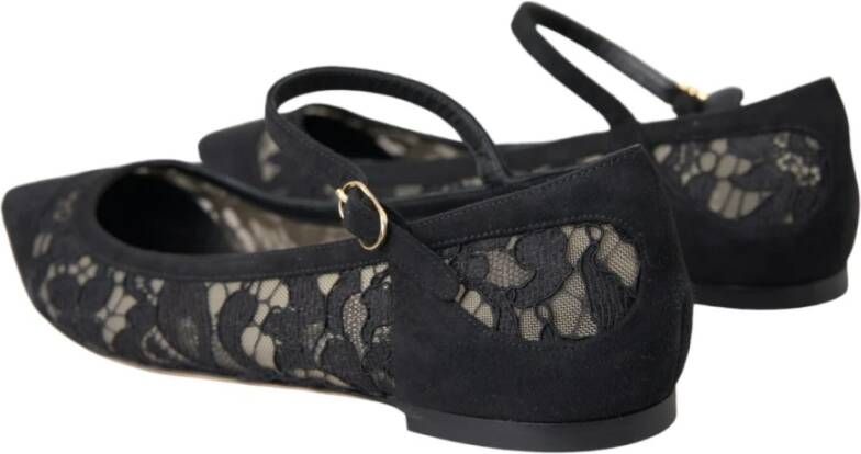 Dolce & Gabbana Zwarte Kant Bellucci Flats Schoenen Black Dames