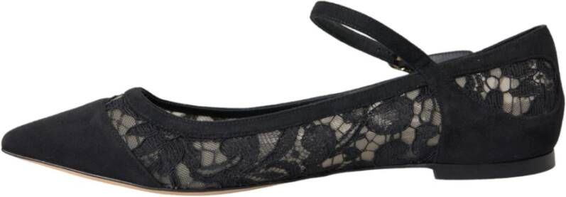 Dolce & Gabbana Zwarte Kant Bellucci Flats Schoenen Black Dames