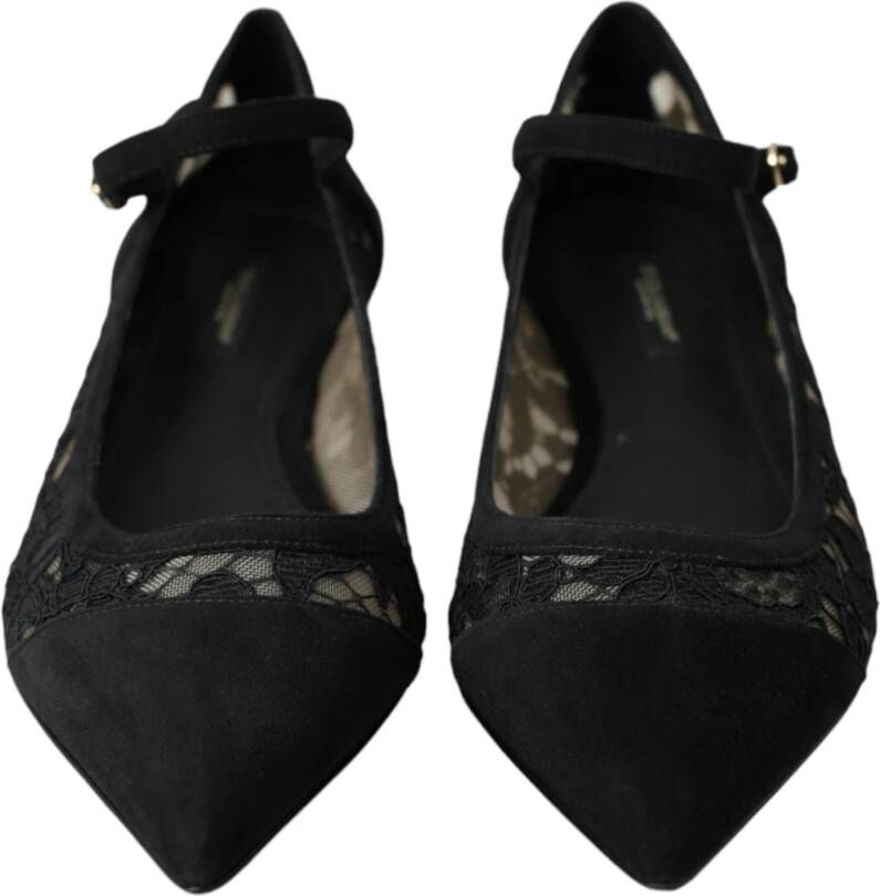 Dolce & Gabbana Zwarte Kant Bellucci Platte Schoenen Black Dames