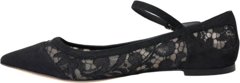 Dolce & Gabbana Zwarte Kant Bellucci Platte Schoenen Black Dames