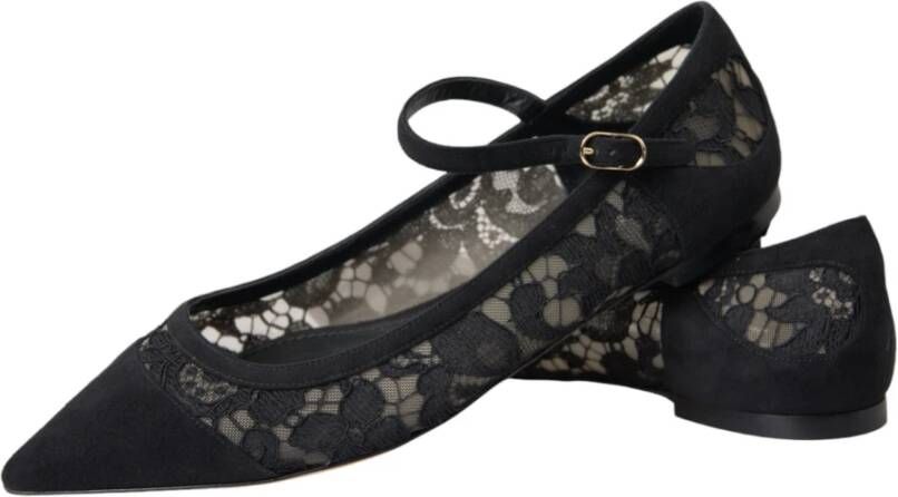 Dolce & Gabbana Zwarte Kant Bellucci Platte Schoenen Black Dames