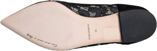 Dolce & Gabbana Zwarte Kant Flats met Leren Zool Black Dames