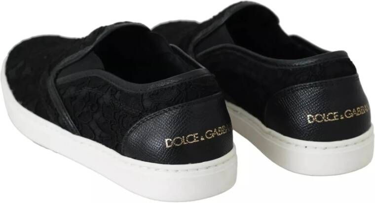 Dolce & Gabbana Zwarte Kant Instap Sneakers Black Dames