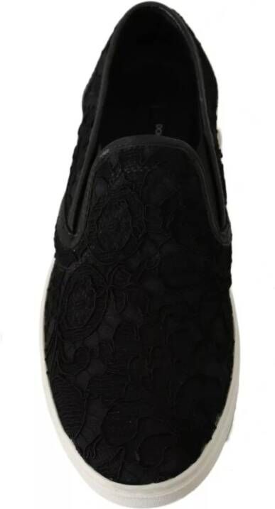 Dolce & Gabbana Zwarte Kant Instap Sneakers Black Dames