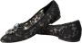 Dolce & Gabbana Zwarte Kant Kristal Platte Schoenen Black Dames - Thumbnail 4