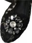 Dolce & Gabbana Zwarte Kant Kristal Platte Schoenen Black Dames - Thumbnail 5