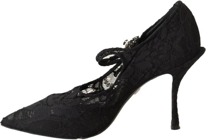 Dolce & Gabbana Zwarte Kant Kristal Stiletto Pumps Black Dames