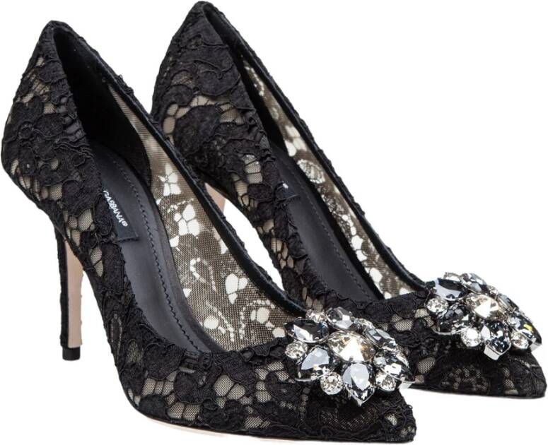 Dolce & Gabbana Zwarte Kant Pumps Elegante Hakken Black Dames