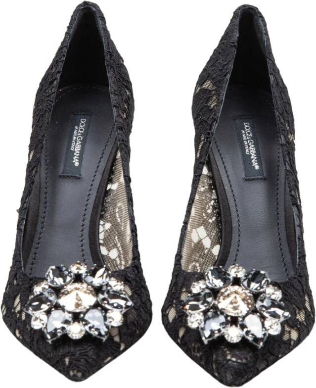 Dolce & Gabbana Zwarte Kant Pumps Elegante Hakken Black Dames