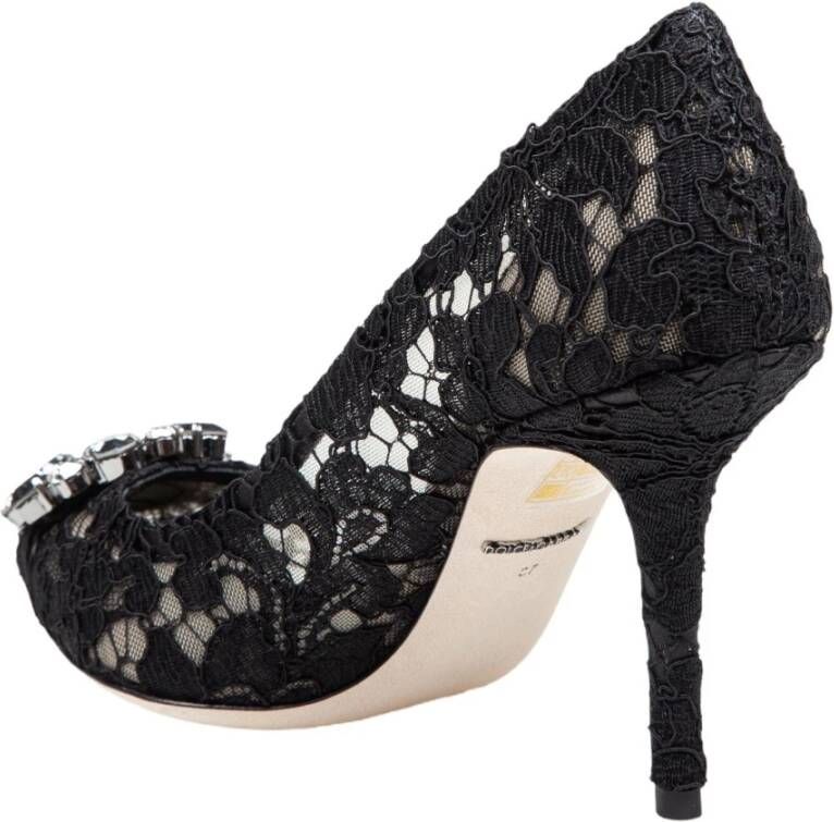 Dolce & Gabbana Zwarte Kant Pumps Elegante Hakken Black Dames