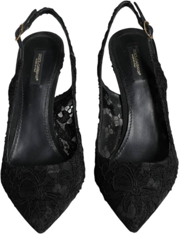 Dolce & Gabbana Zwarte Kant Slingback Hakken Black Dames