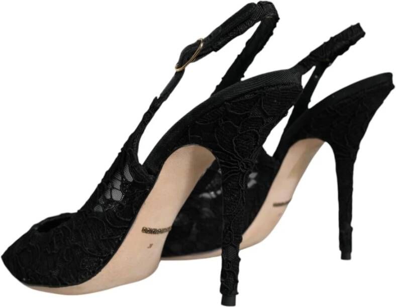 Dolce & Gabbana Zwarte Kant Slingback Hakken Black Dames