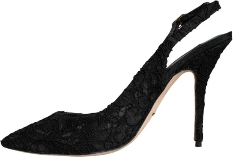 Dolce & Gabbana Zwarte Kant Slingback Hakken Black Dames