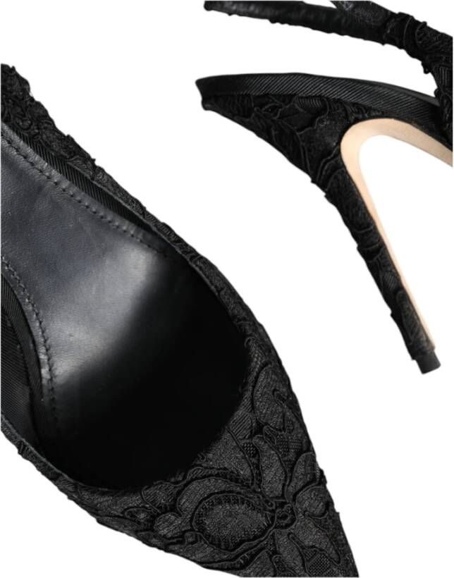 Dolce & Gabbana Zwarte Kant Slingback Hakken Black Dames