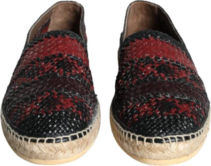 Dolce & Gabbana Zwarte kastanjebruin geweven leren espadrilles Black Heren