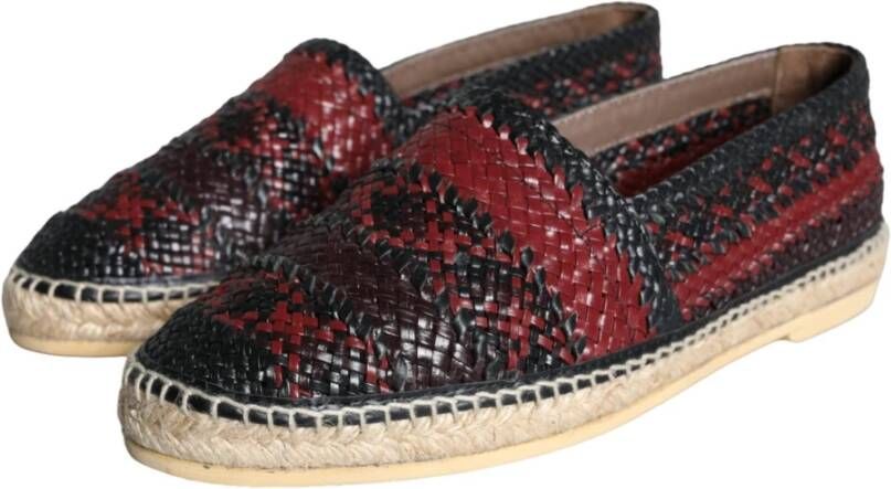 Dolce & Gabbana Zwarte kastanjebruin geweven leren espadrilles Black Heren