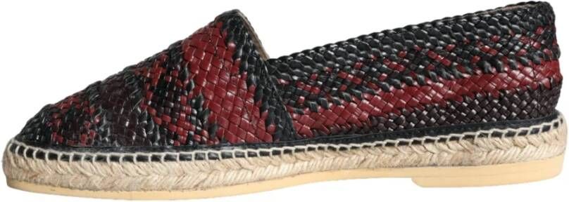 Dolce & Gabbana Zwarte kastanjebruin geweven leren espadrilles Black Heren