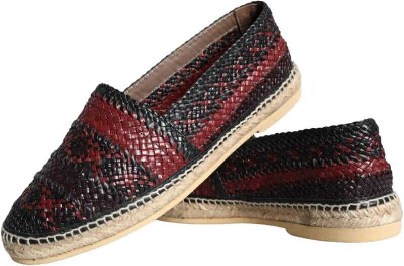 Dolce & Gabbana Zwarte kastanjebruin geweven leren espadrilles Black Heren